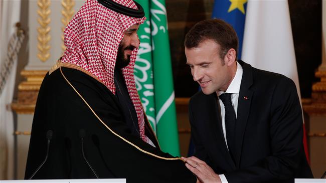 President Macron med Prins MbS, Saudiarabien